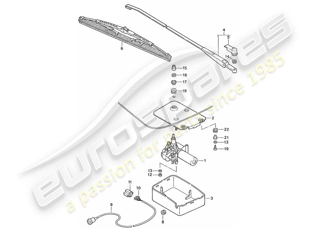 porsche 1991 (944) heckscheibenwischer teilediagramm