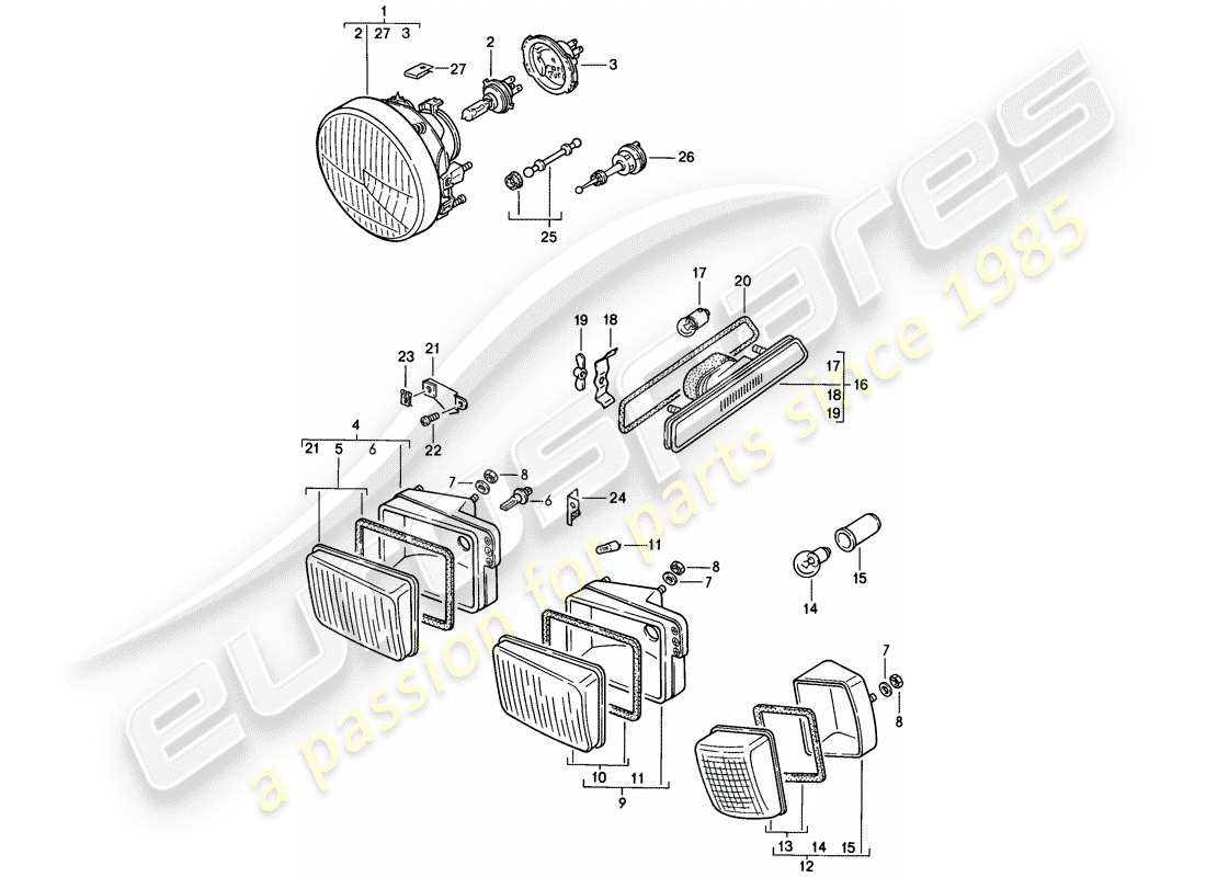porsche 1985 (928) scheinwerfer - blinker - (sa) - f >> 92-fs840 666 - f 92fs8 40667>> - siehe gruppe - 9/05/00 teilediagramm