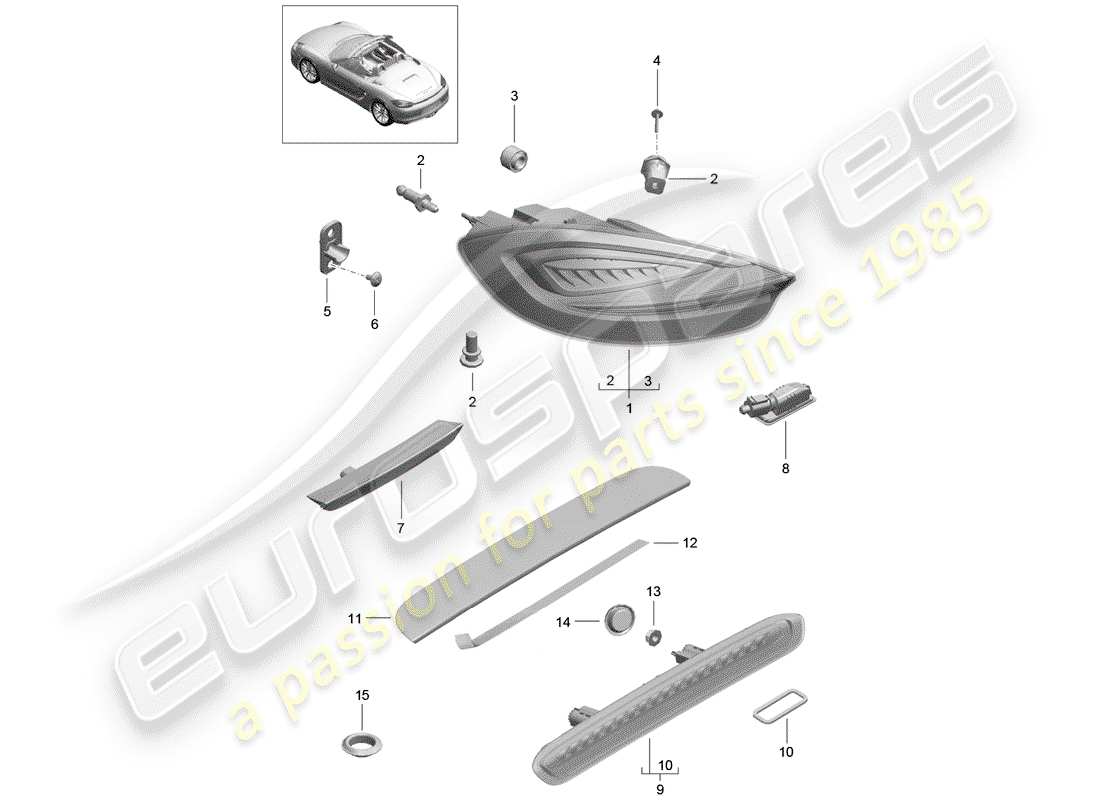 porsche 2013 (981 boxster) rücklicht ersatzteildiagramm