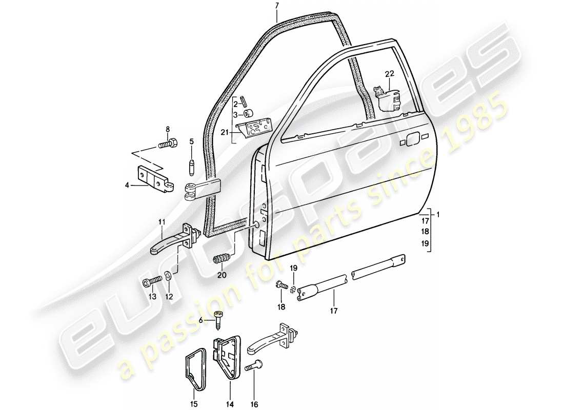 porsche 1988 (944) door-teilediagramm