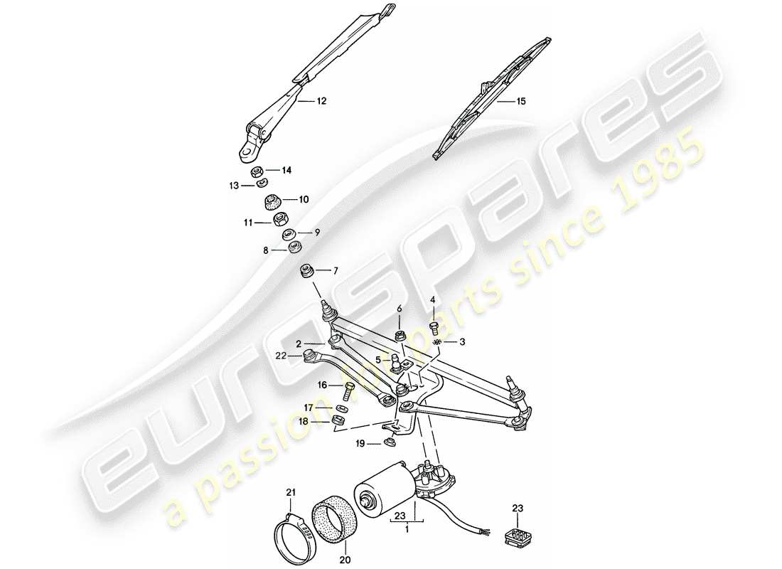 porsche 1984 (928) scheibenwischersystem - ersatzteildiagramm