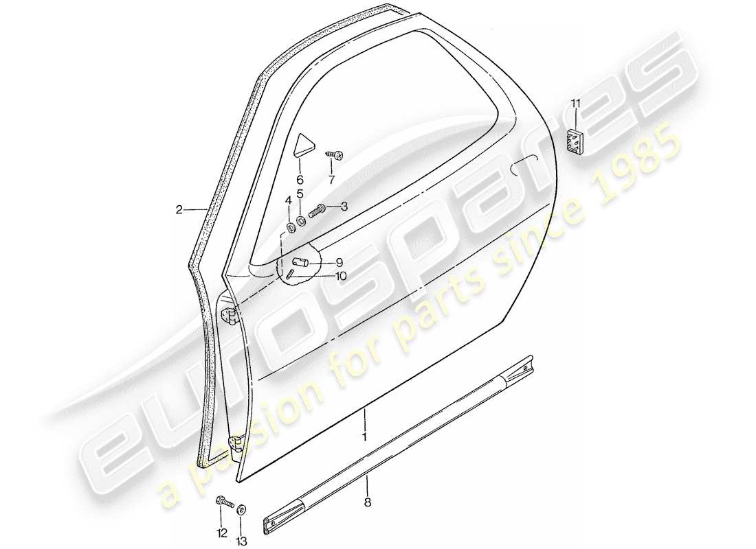porsche 1988 (928) türschale teilediagramm