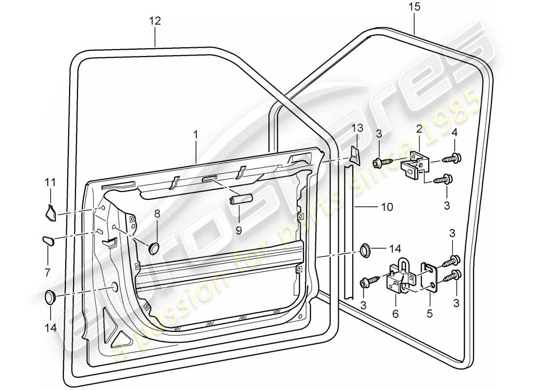 porsche 2007 (cayenne e1 9pa) türschale teilediagramm