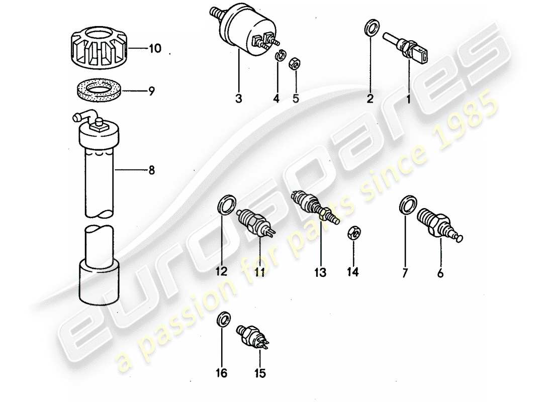 porsche 1991 (944) schalter - und - sensor ersatzteildiagramm