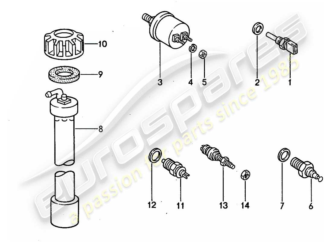 porsche 1992 (968) schalter - und - sensor ersatzteildiagramm