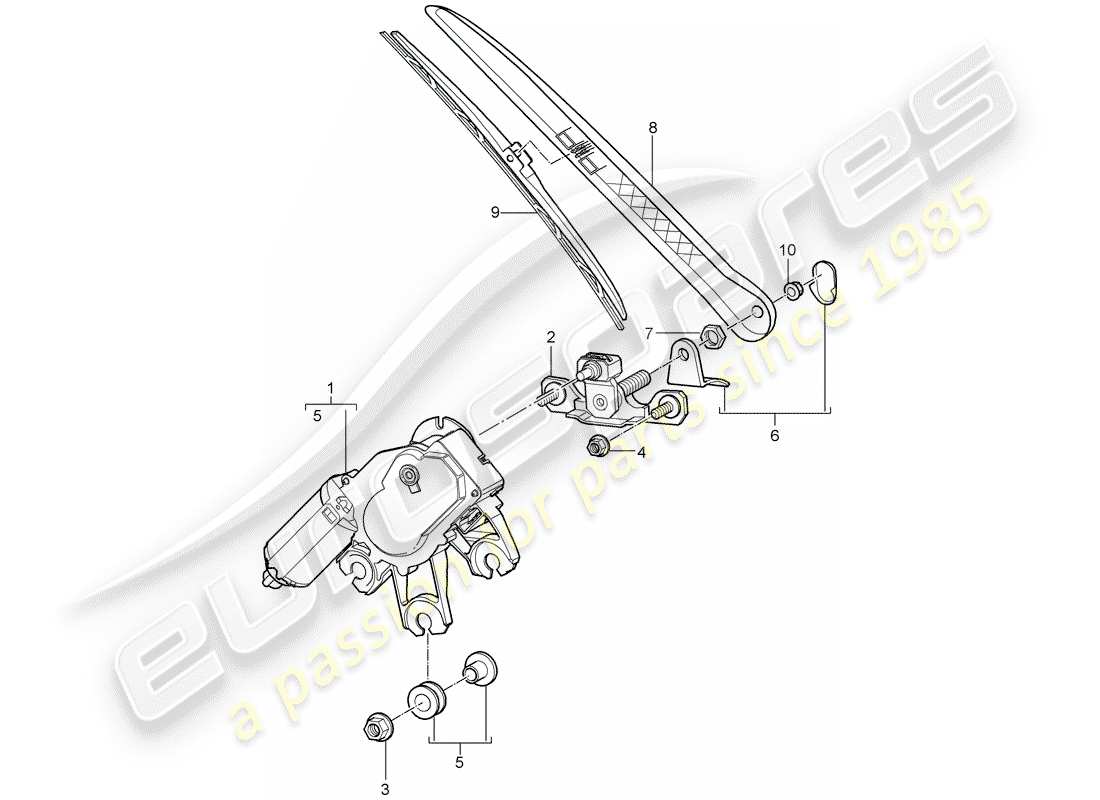 porsche 2008 (cayenne e1 9pa) heckscheibenwischer teilediagramm