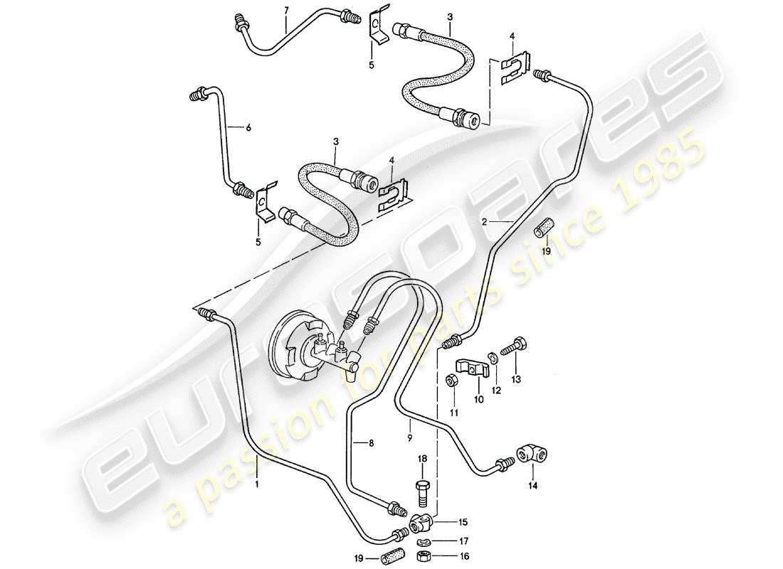 porsche 1982 (911) bremsleitungen ersatzteildiagramm