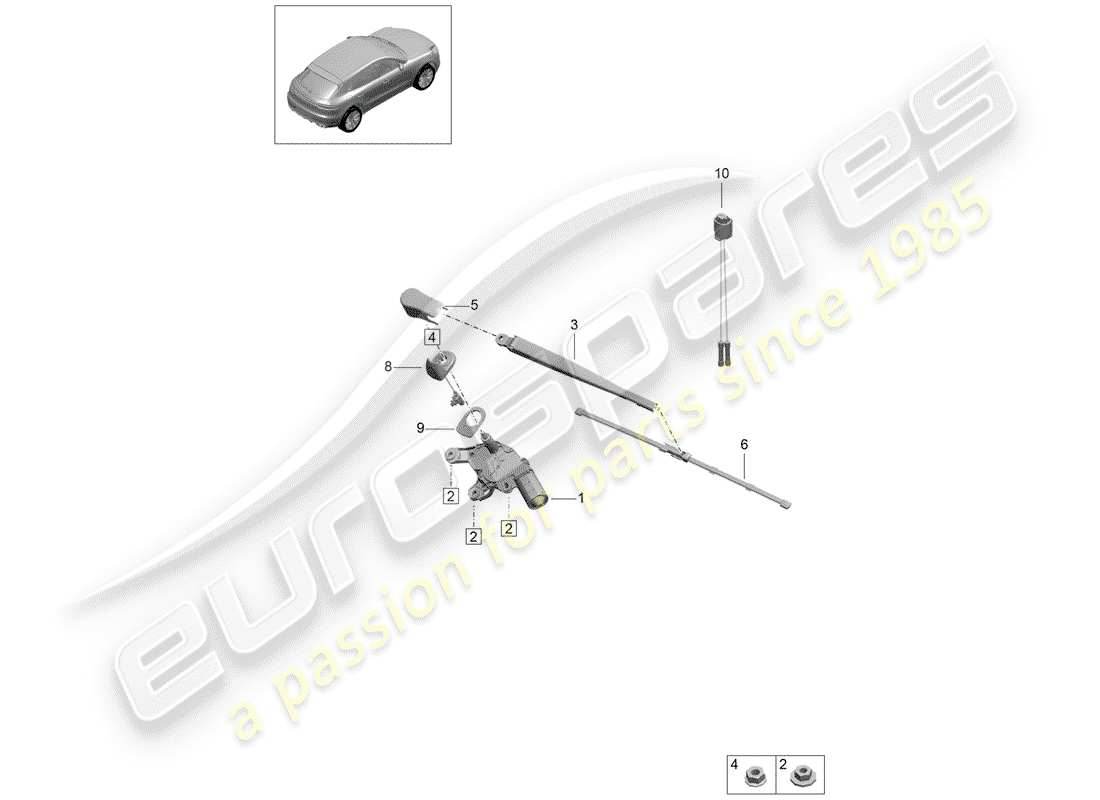 porsche 2020 (macan) heckscheibenwischer teilediagramm