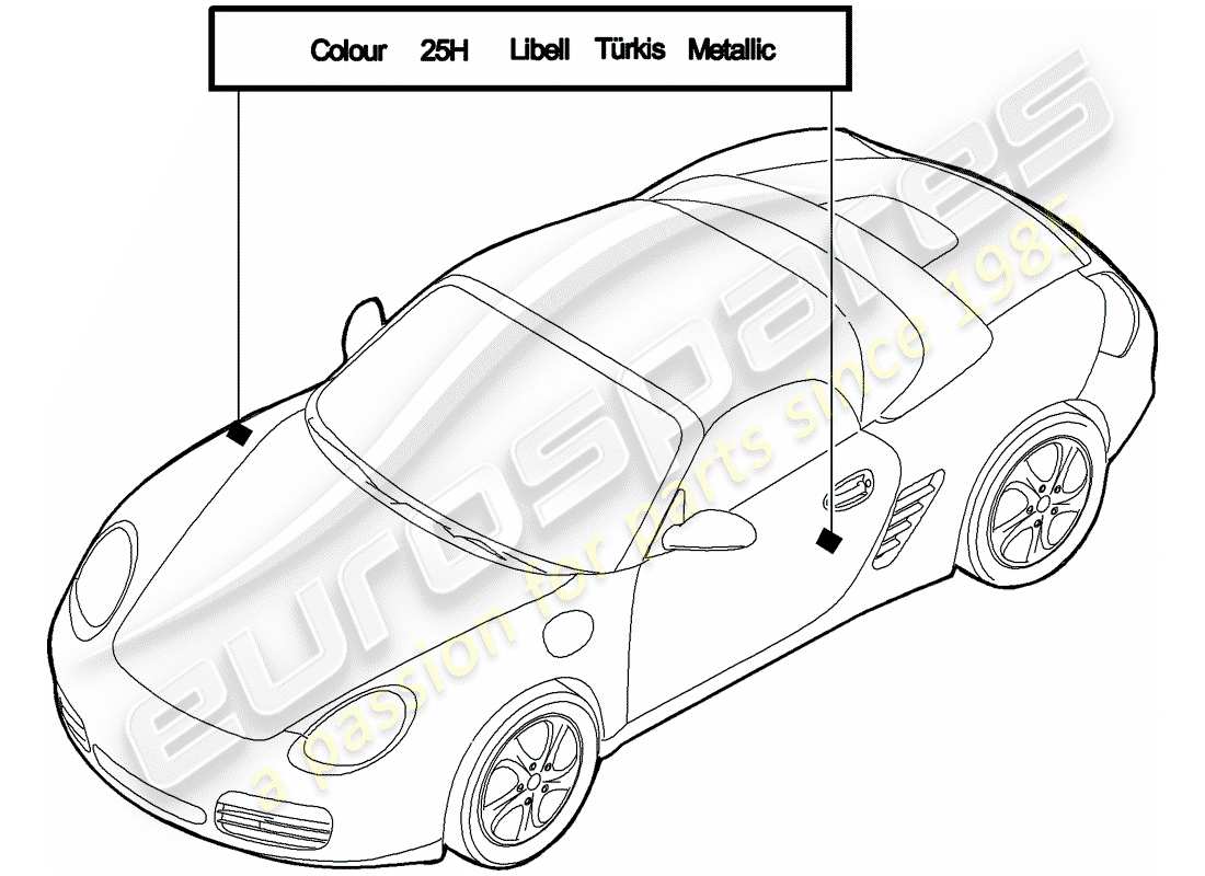 porsche 2012 (987 boxster) lackstift teilediagramm