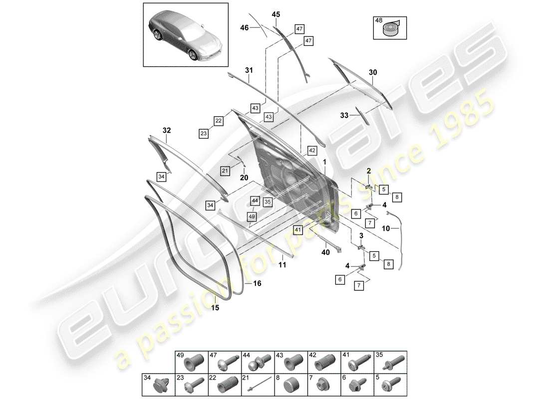 porsche 2019 (panamera 971-1) dichtung ersatzteildiagramm