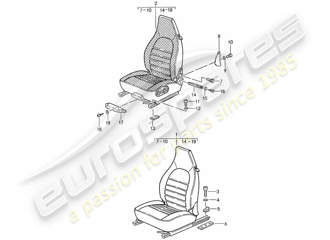 porsche 1987 (959) vordersitz teilediagramm