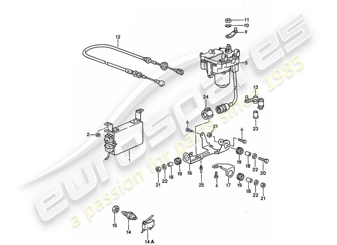 porsche 1993 (968) teilediagramm für das tempomatsystem