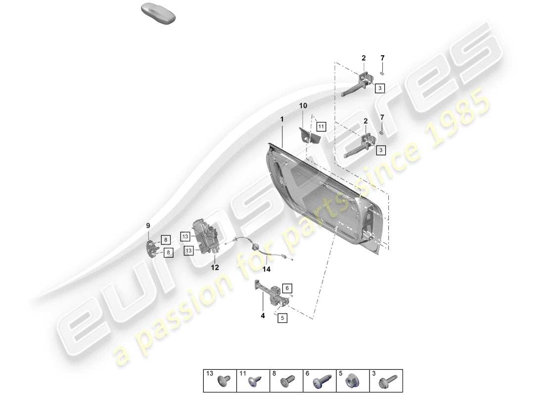 porsche 2019 (718 boxster spyder) türschale teilediagramm