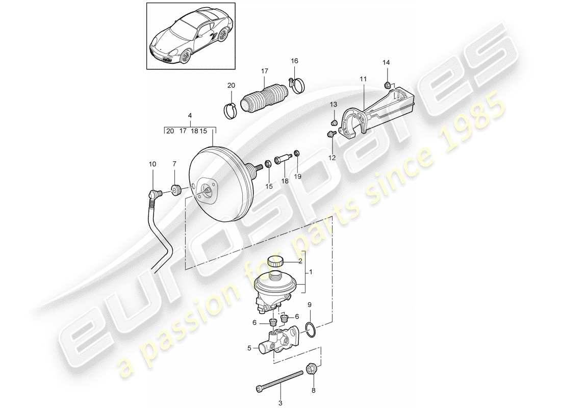 porsche 2012 (987 cayman) bremszylinder ersatzteildiagramm