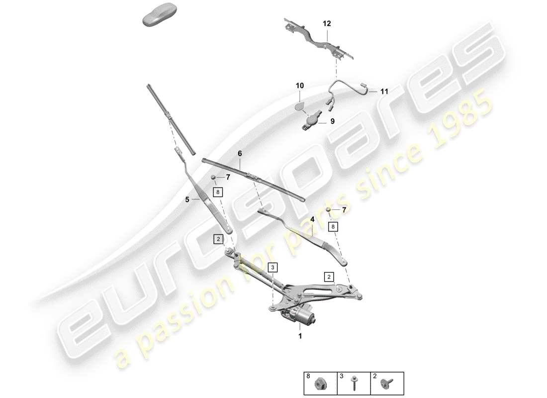 porsche 2019 (718 boxster spyder) scheibenwischeranlage kompl. teilediagramm
