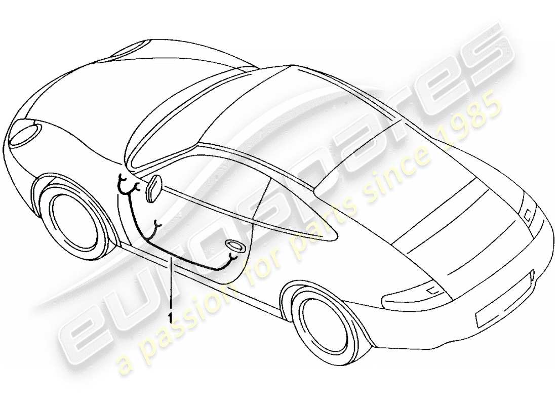 porsche 2005 (996 gt3) kabelbäume - fahrertür - beifahrertür ersatzteildiagramm
