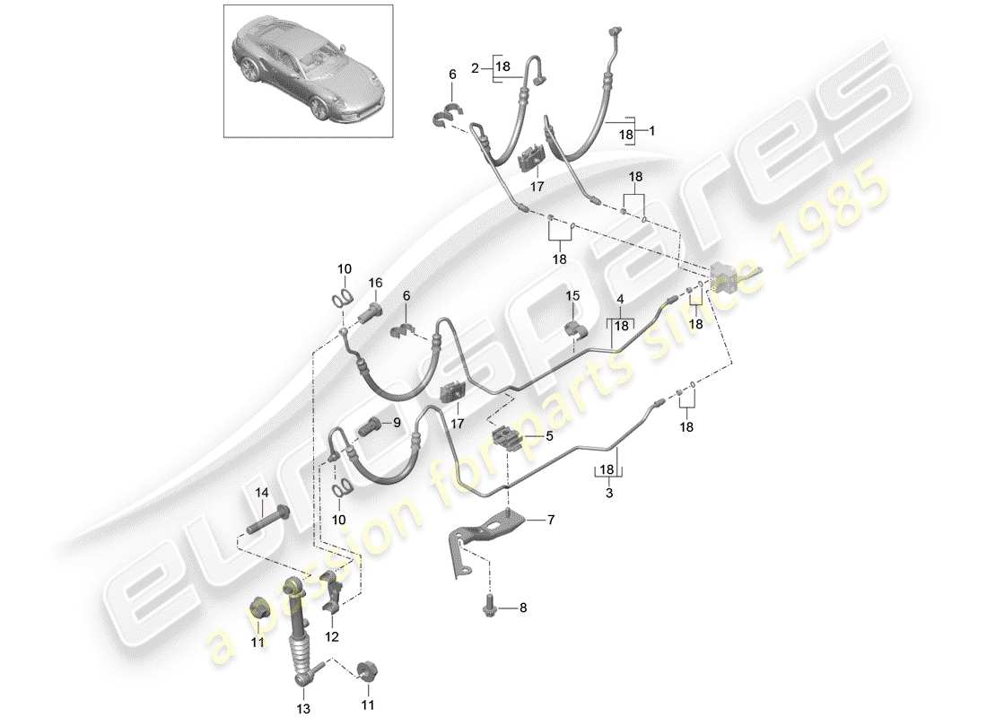 porsche 2016 (991-1 turbo) hydraulikleitung ersatzteildiagramm