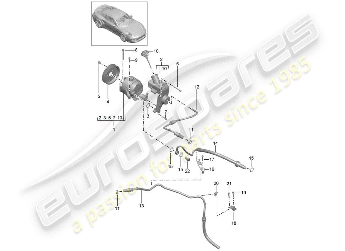 porsche 2015 (991-1 turbo) hydraulikleitung teilediagramm