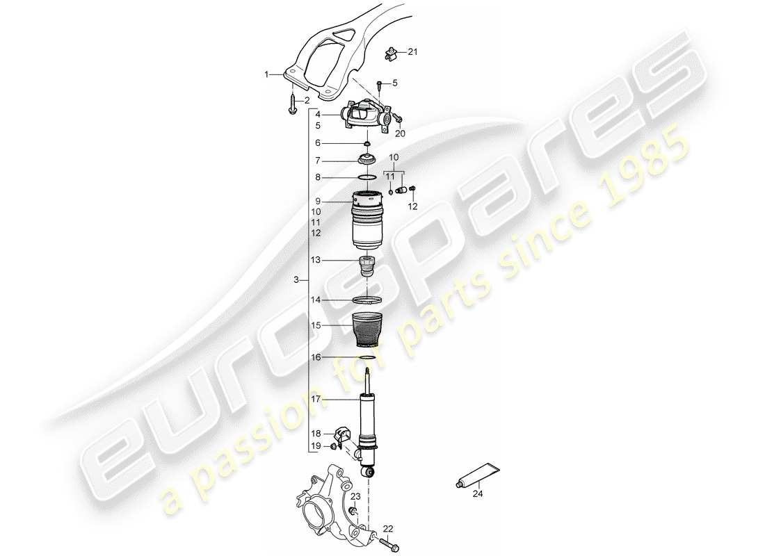 porsche 2005 (cayenne e1 9pa) stoßdämpfer-ersatzteildiagramm