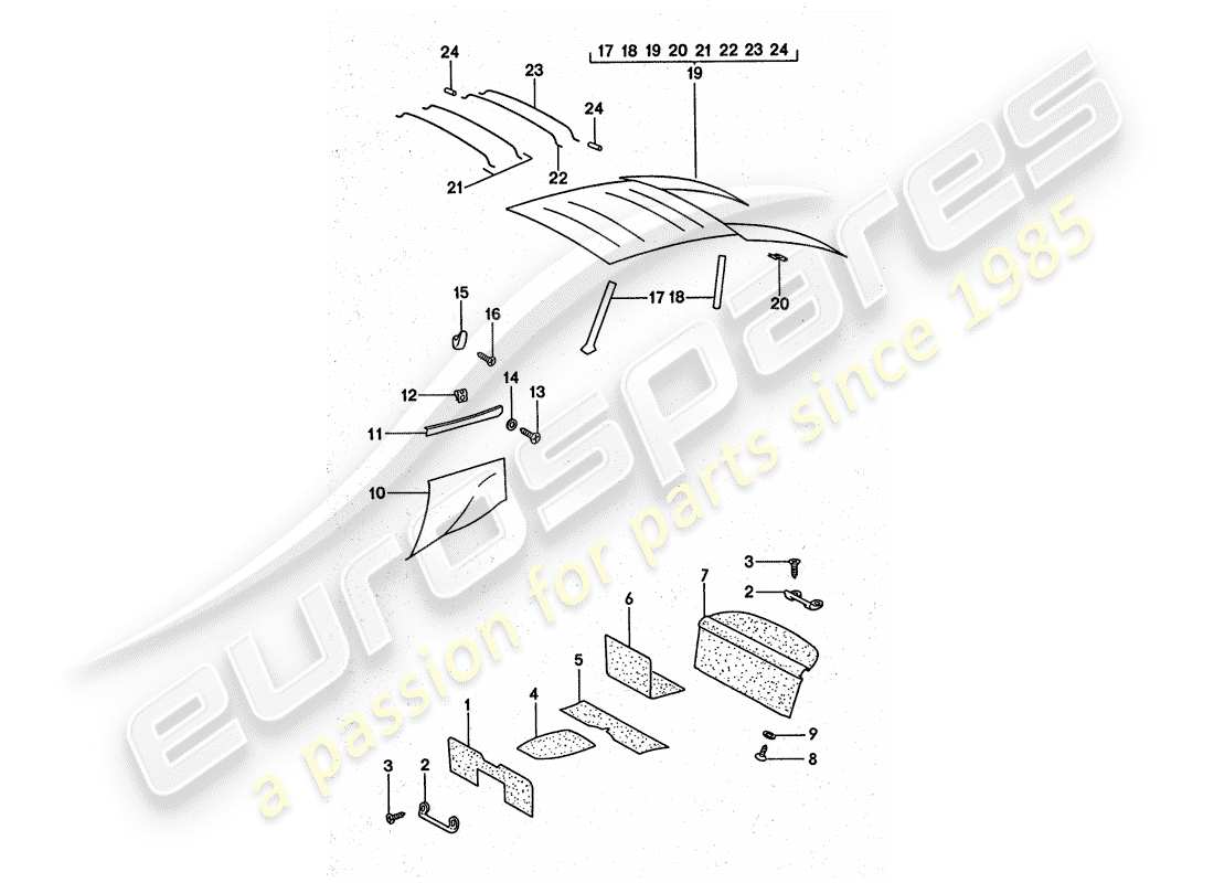 porsche 1975 (911 turbo) lining ersatzteildiagramm