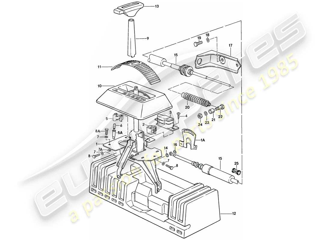 porsche 1977 (924) schaltmechanismus - automatikgetriebe ersatzteildiagramm