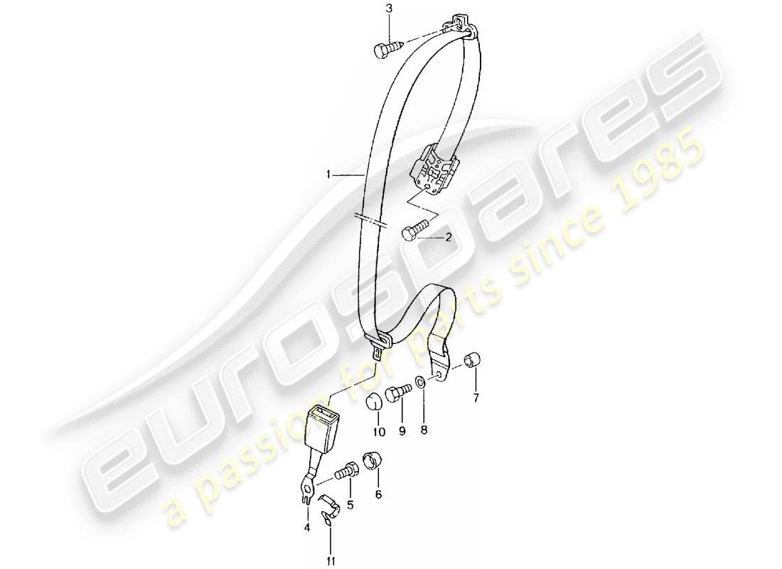 porsche 2005 (996 turbo / gt2) sicherheitsgurt - teilediagramm