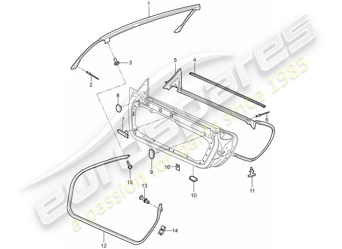 porsche 2006 (987 boxster) türdichtung ersatzteildiagramm