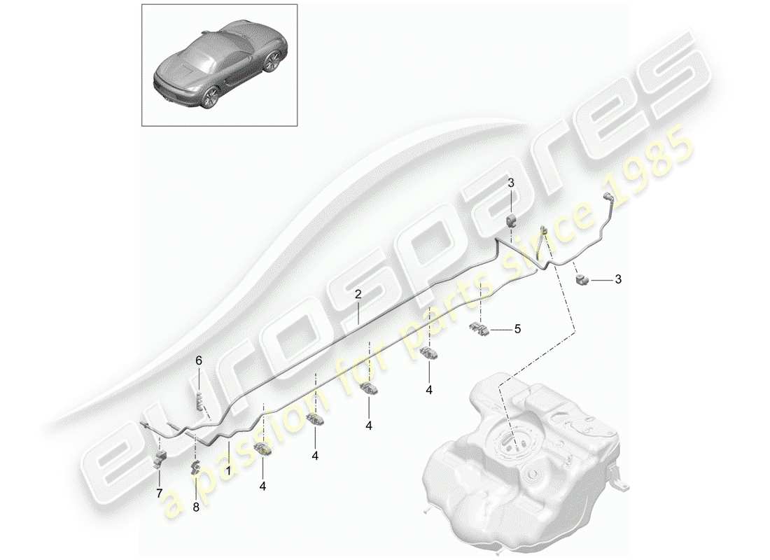 porsche 2014 (981 boxster) kraftstoffsystem teilediagramm