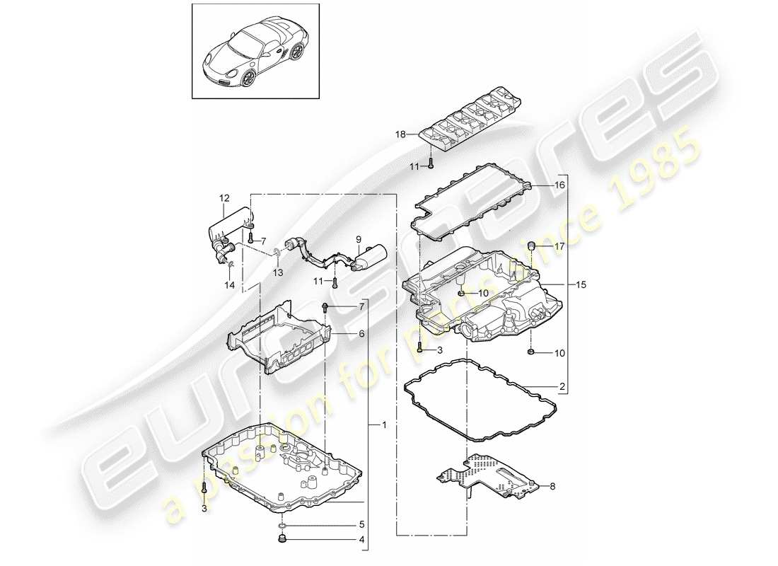 porsche 2012 (987 boxster) ölwanne teilediagramm
