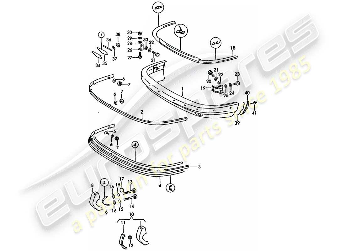 porsche 1966 (911/912) stosstange - d - mj 1969>> ersatzteildiagramm