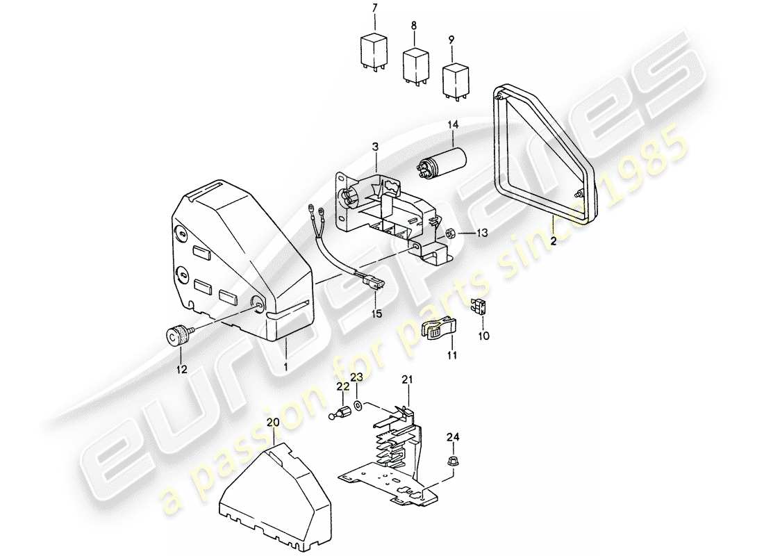 porsche 1996 (993) sicherungskasten/relaisplatte - motorraum ersatzteildiagramm