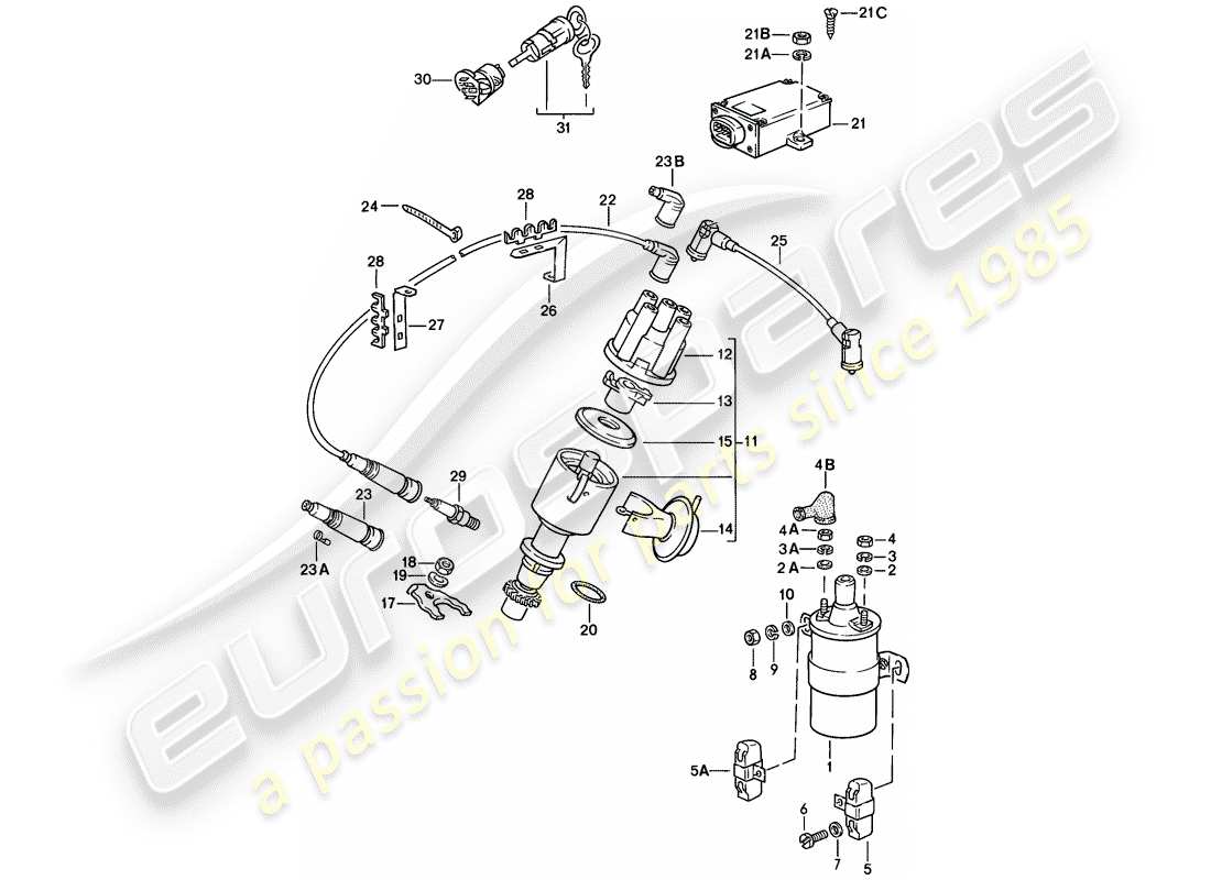 porsche 1977 (924) motorelektrik 2 - siehe technische informationen - gr.2 nr. 2/86 teilediagramm