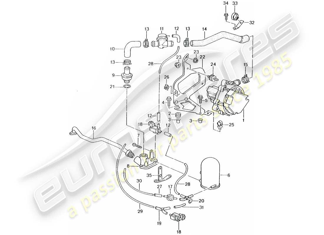 porsche 2005 (996) sekundärluftpumpe teilediagramm