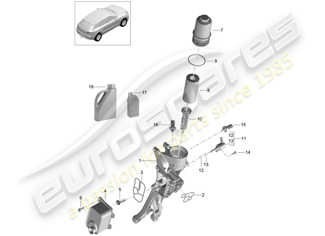 porsche 2014 (macan) ölführendes gehäuse teilediagramm