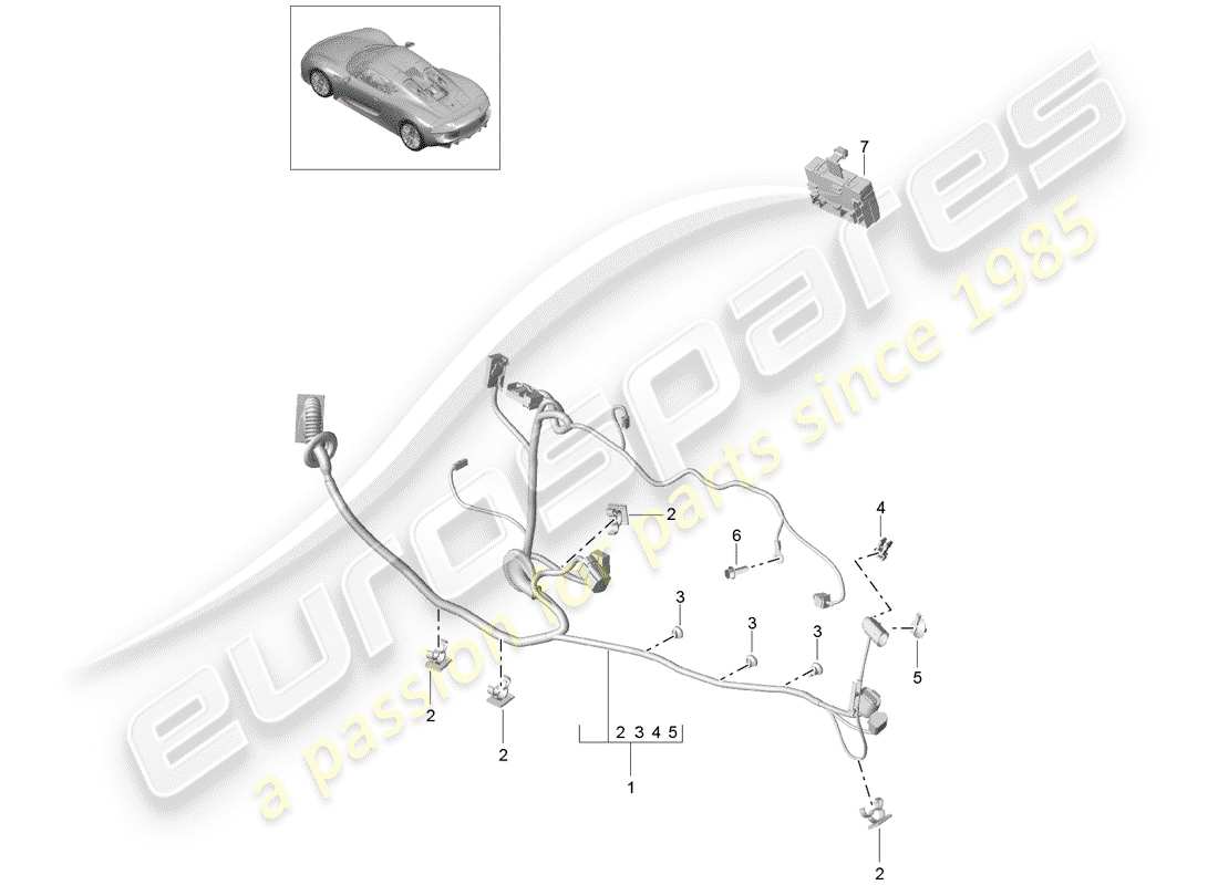 porsche 918 spyder (2015) kabelbäume ersatzteildiagramm