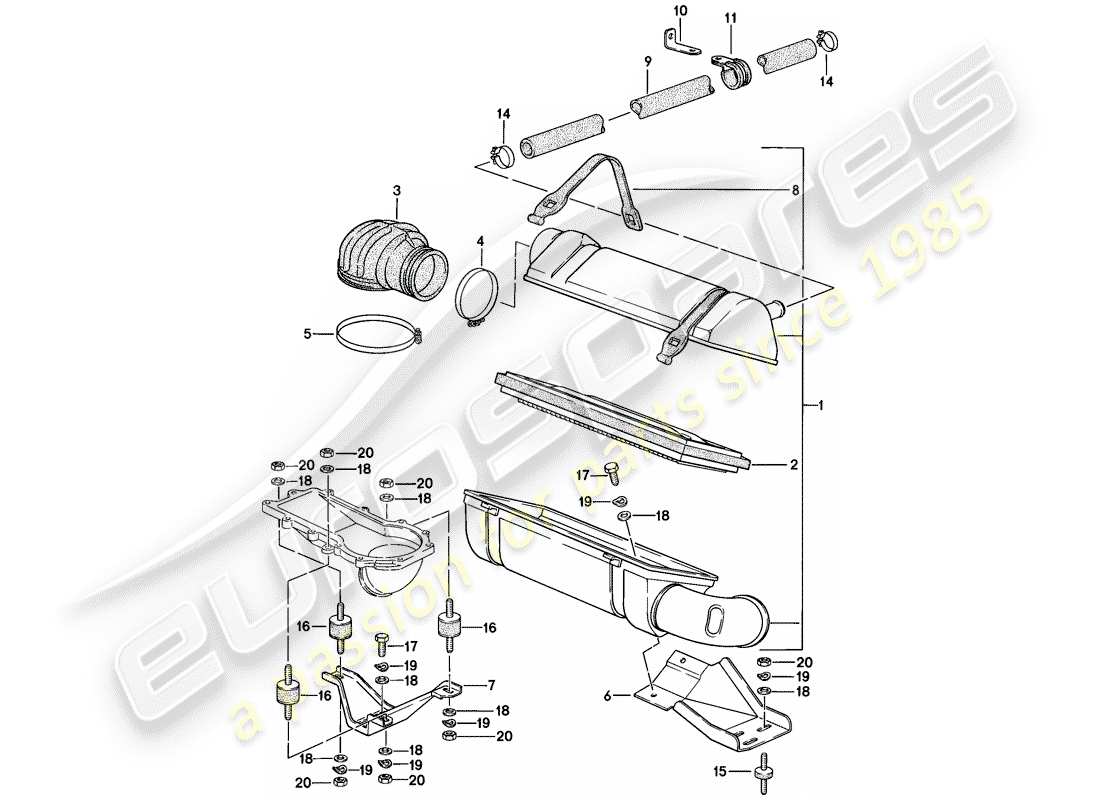 porsche 1978 (924) luftfiltersystem teilediagramm