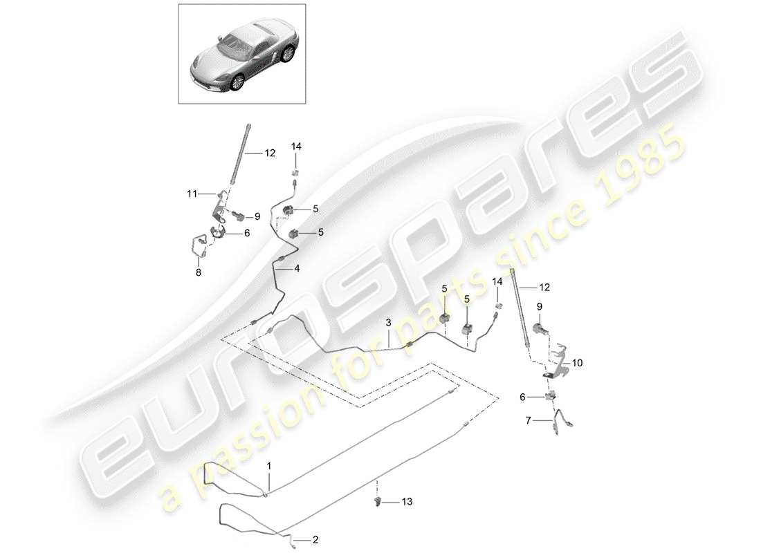 porsche 2017 (718 boxster) bremsleitung ersatzteildiagramm