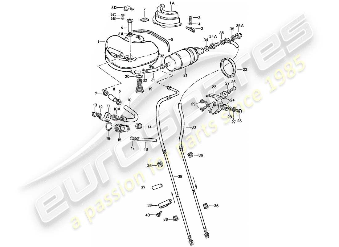 porsche 1983 (911) kraftstoffsystem teilediagramm