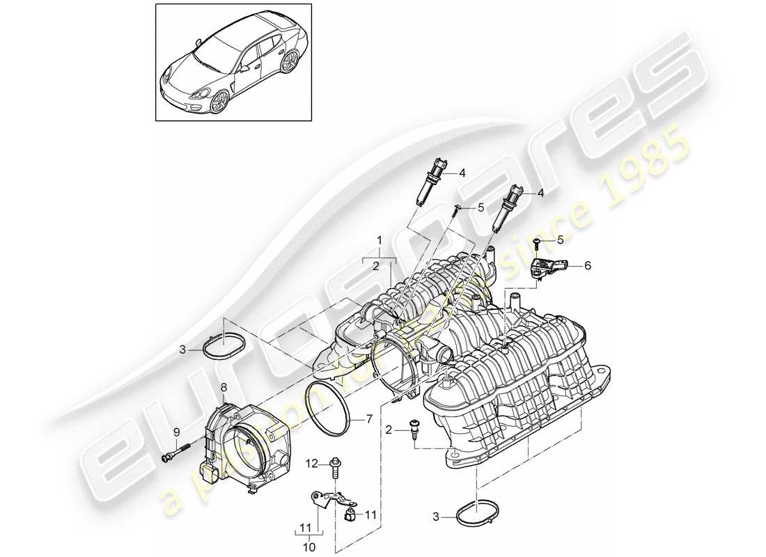 porsche 2015 (panamera 970) ansaugluftverteiler teilediagramm