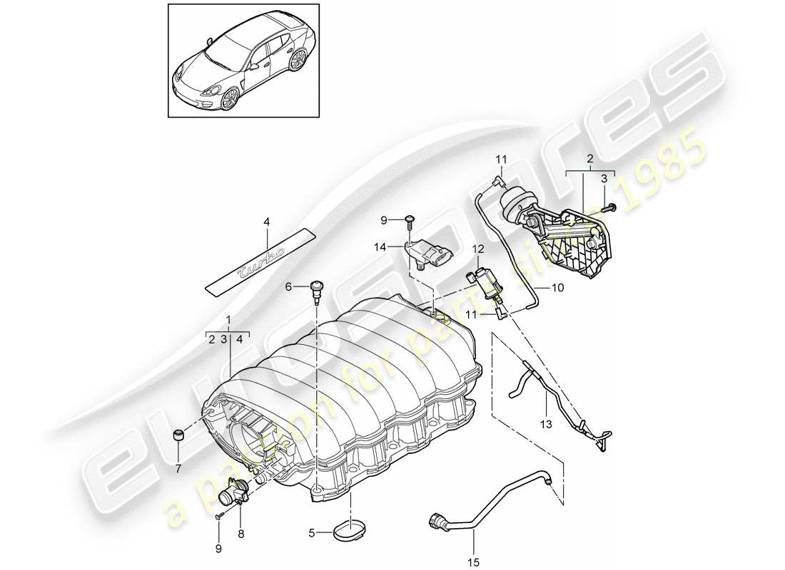 porsche 2013 (panamera 970) ansaugluftverteiler teilediagramm