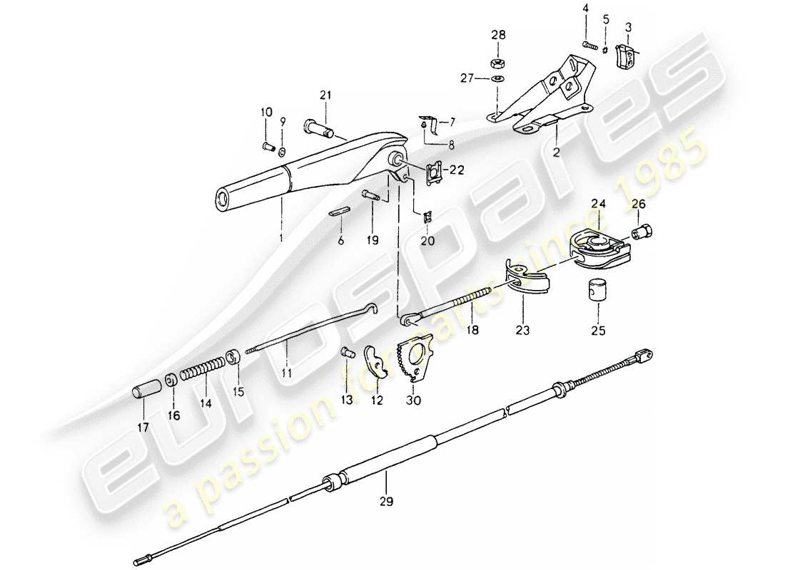 porsche 1991 (964) handbremse - aktuator ersatzteildiagramm