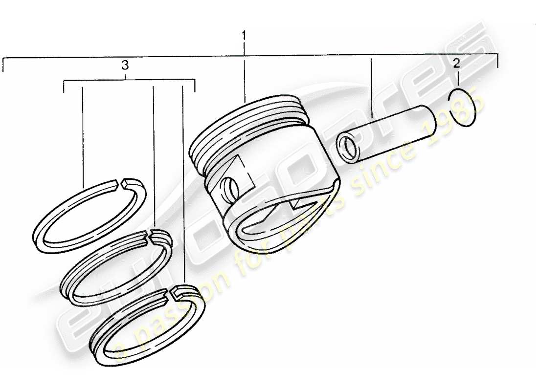 porsche 1993 (968) kolben - kolbenringe ersatzteildiagramm