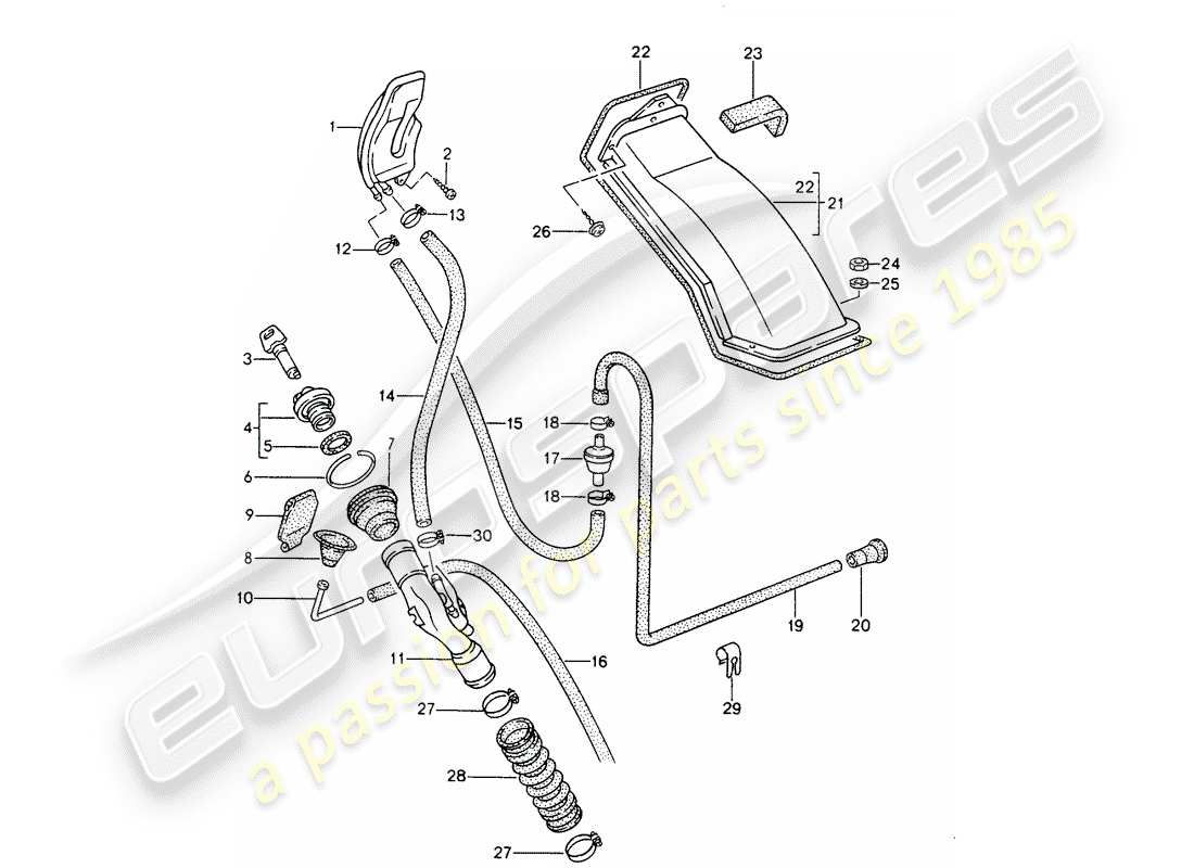 porsche 1993 (968) einfüllstutzen ersatzteildiagramm