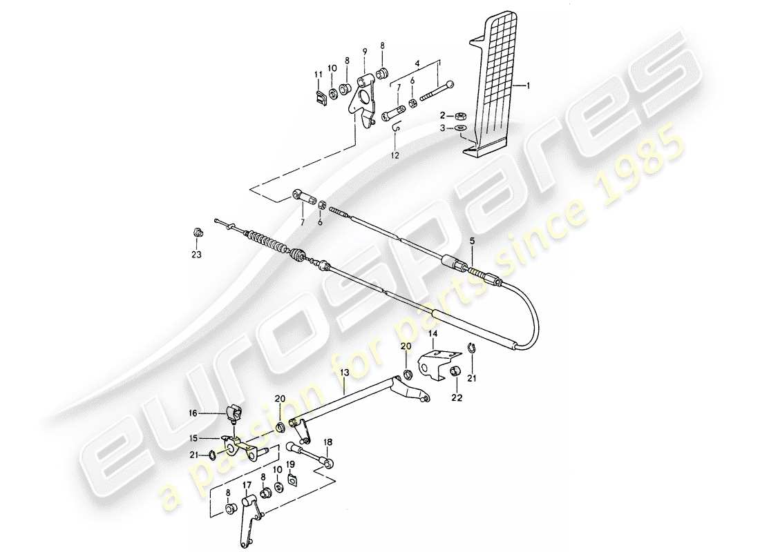 porsche 1994 (964) pedale - drosselklappensteuerung teilediagramm