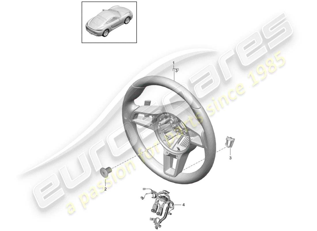 porsche 2017 (718 cayman) lenkrad teilediagramm