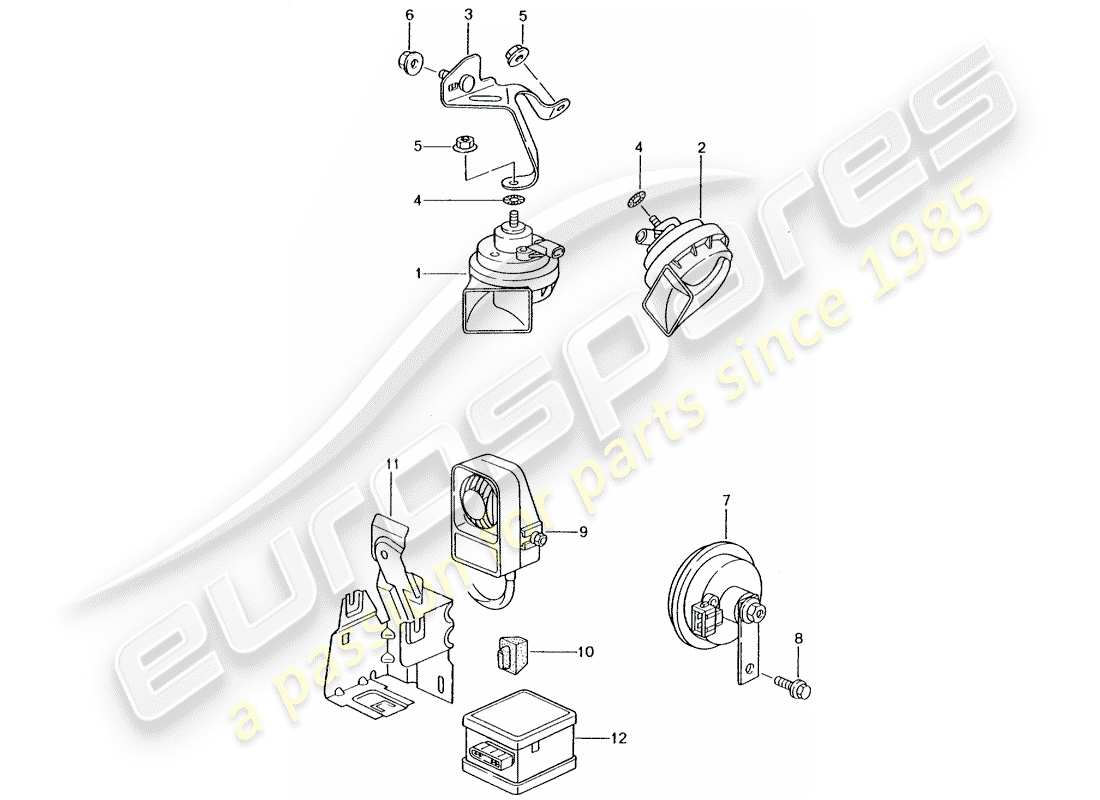 porsche 2005 (996 turbo / gt2) fanfare hupe - hupe - alarmsystem ersatzteildiagramm
