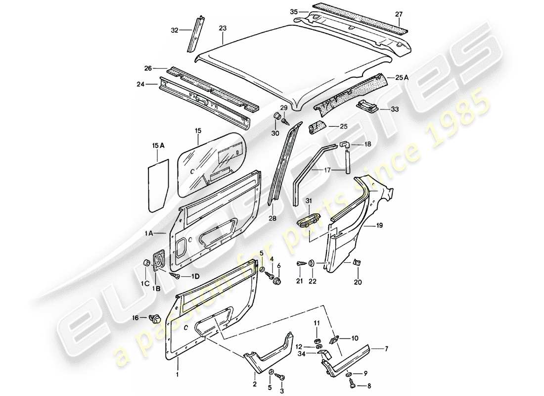 porsche 1984 (924) trims-teilediagramm