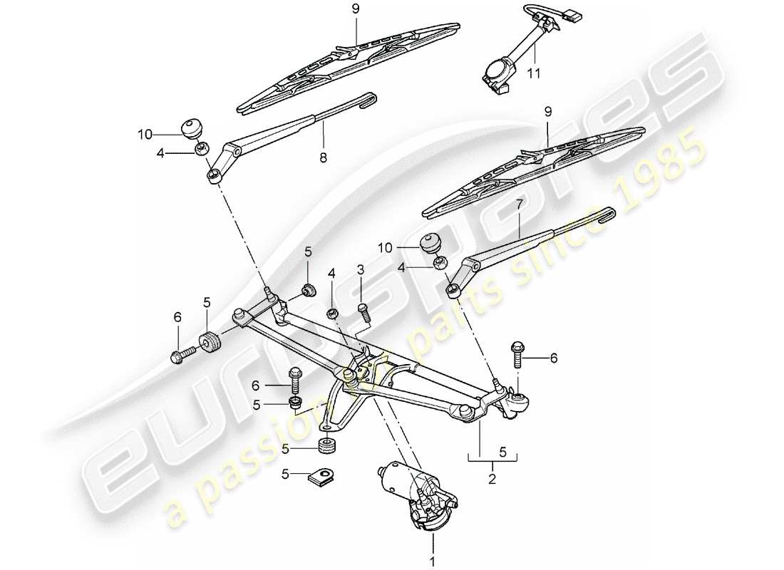 porsche 2005 (997-1) scheibenwischeranlage kompl. teilediagramm