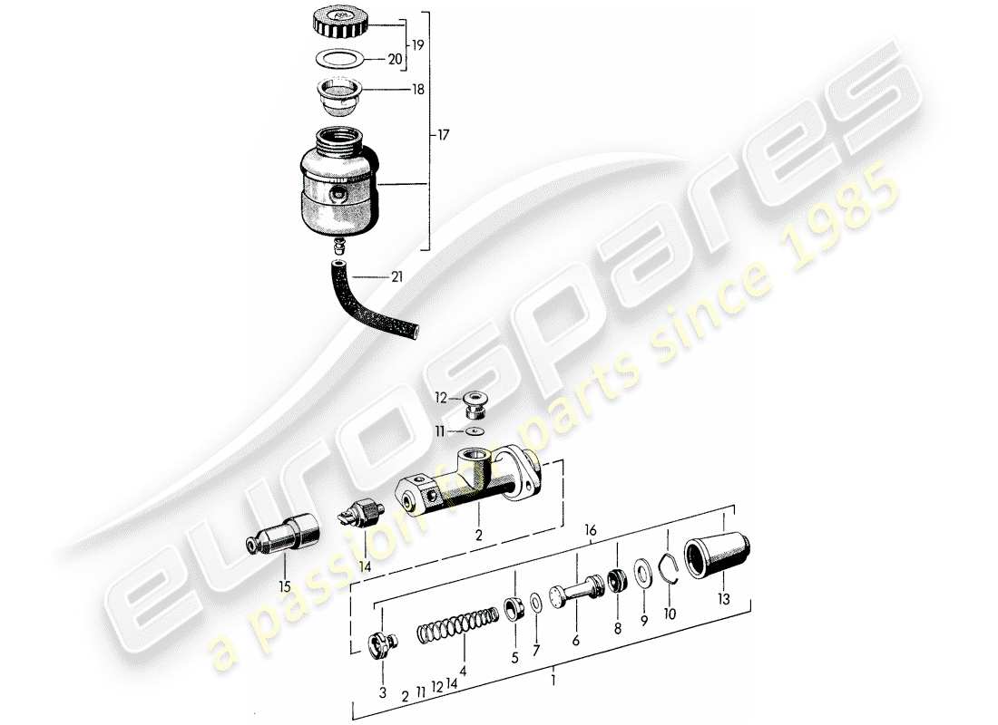 porsche 1960 (356b/356c) hauptbremszylinder - vorratsbehälter für - bremsflüssigkeit ersatzteildiagramm