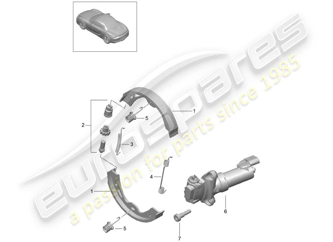porsche 2014 (981 boxster) parkbremse ersatzteildiagramm